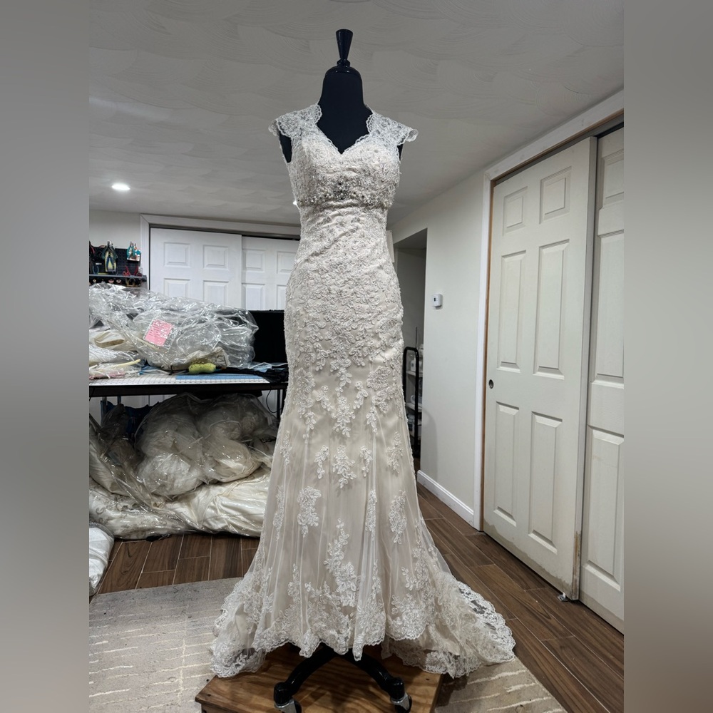 Beaded & Lace Backless Wedding Dress